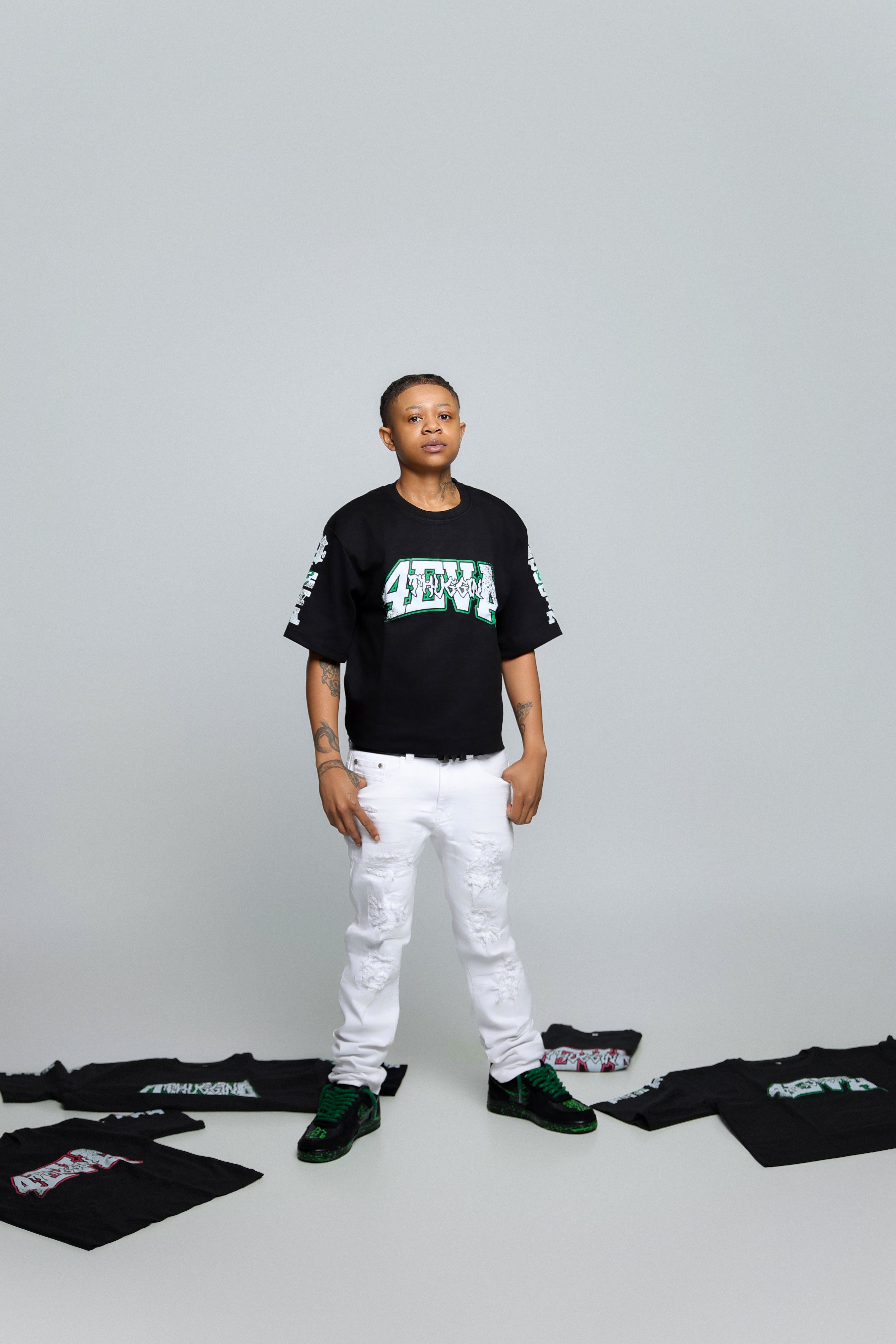 4evaThuggin Mean green “cropped” T-shirt