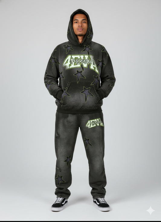 Starred appliqué sweatsuit